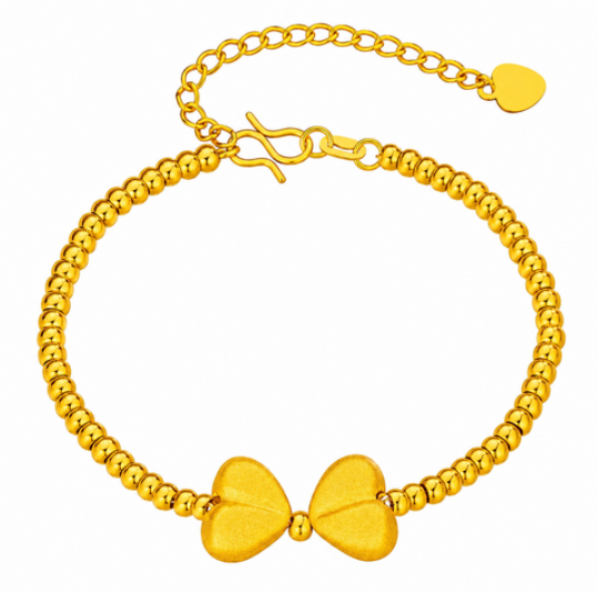 Gold Ribbon Bead Bracelet – Cute & Adjustable | BEIJE × LILY