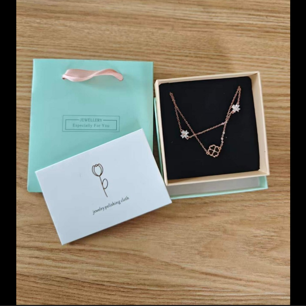 14K Gold Plated Lucky Four-Leaf Clover Layered Double-Strand Rose Gold Bracelet