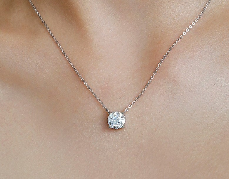 LILY GRA Certified Moissanite Diamond 4-Prong Necklace & Earring Set | 18K Gold Plated