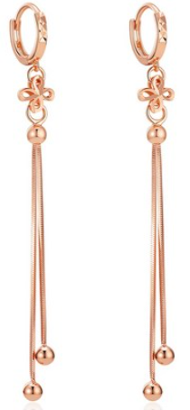 LILY 14K Gold Plated Long Drop Chain Earrings — Women's Daily Jewelry
