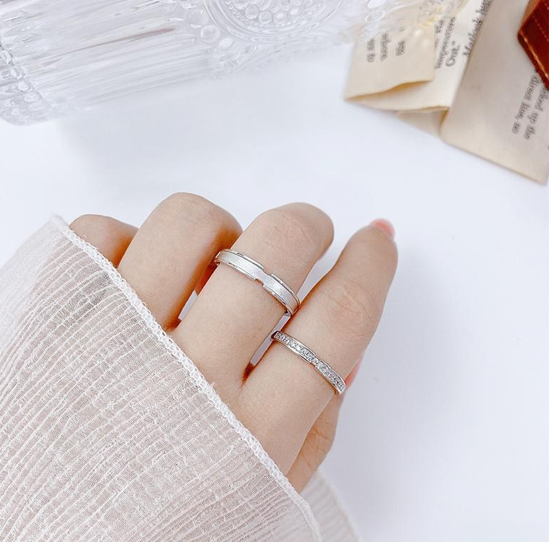 Couple Ring Set – Sterling Silver with Moissanite | His &amp; Hers Promise