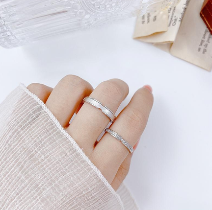 Couple Ring Set – Sterling Silver with Moissanite | His &amp; Hers Promise