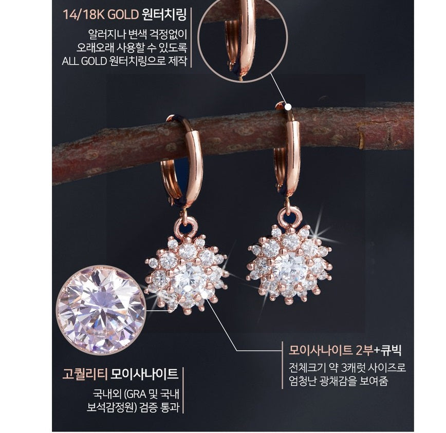 14K 18K Moissanite Excellent Cut GRA Certified Gold Hera Diamond One-Touch Gold Earrings