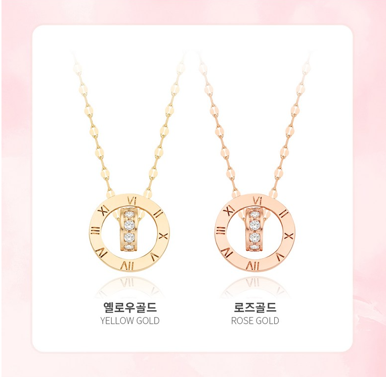 14K/18K Gold Roman Numeral Circle Diamond CZ Pendant Necklace | Juriette