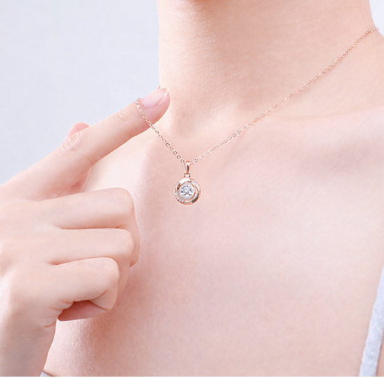 Elegant Dancing Stone Rose Gold Necklace | Gift Box Included