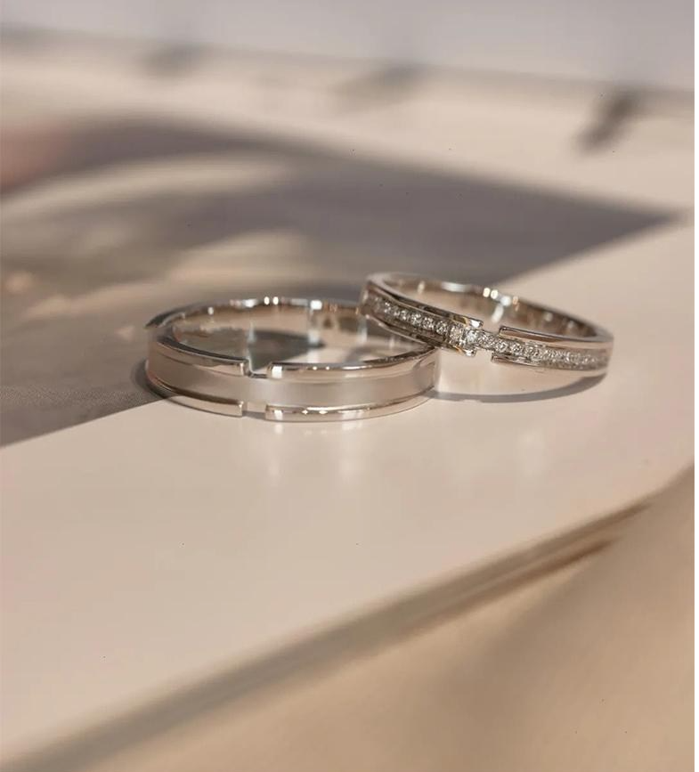 Couple Ring Set – Sterling Silver with Moissanite | His &amp; Hers Promise