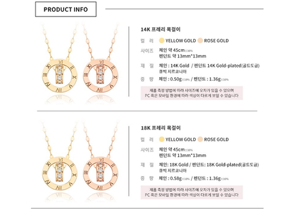 14K/18K Gold Roman Numeral Circle Diamond CZ Pendant Necklace | Juriette