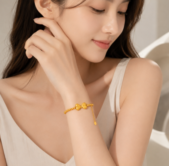 Gold Ribbon Bead Bracelet – Cute &amp; Adjustable | BEIJE × LILY