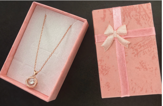 Elegant Dancing Stone Rose Gold Necklace | Gift Box Included