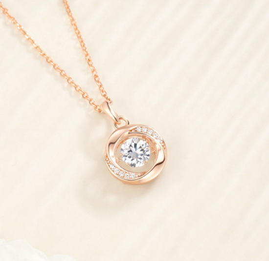 Elegant Dancing Stone Rose Gold Necklace | Gift Box Included
