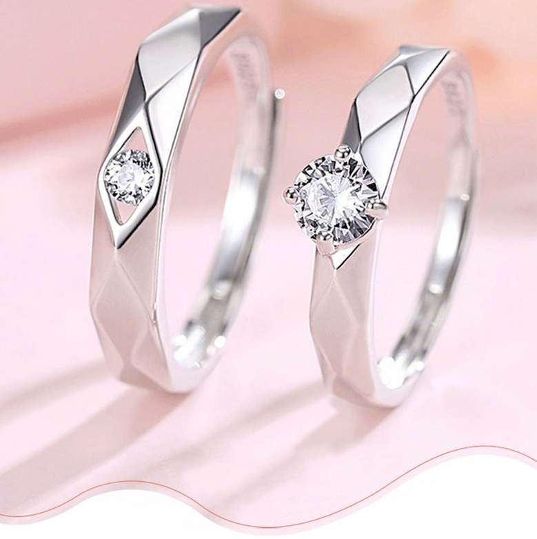 Couple Ring Set – 18K Gold Plated Adjustable CZ Rings