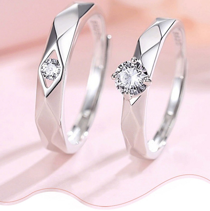 Couple Ring Set – 18K Gold Plated Adjustable CZ Rings
