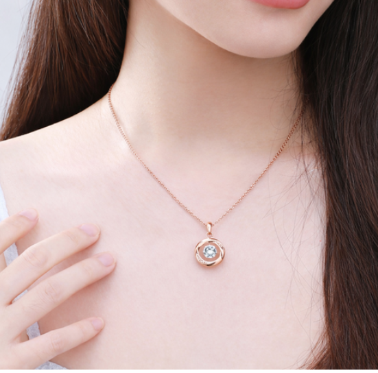 Elegant Dancing Stone Rose Gold Necklace | Gift Box Included