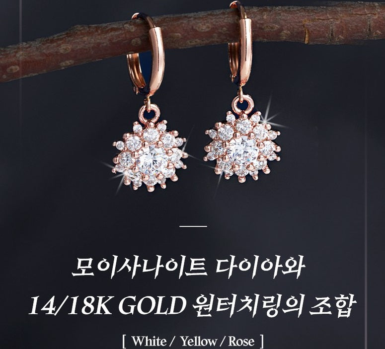 14K 18K Moissanite Excellent Cut GRA Certified Gold Hera Diamond One-Touch Gold Earrings
