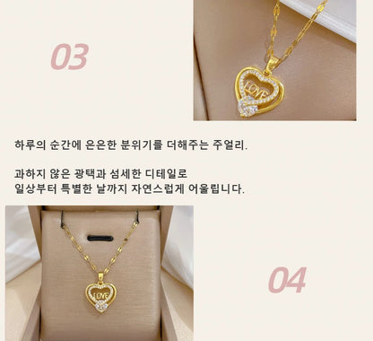 Heart Necklace – 14K Gold Plated Love Heart Zirconia Pendant
