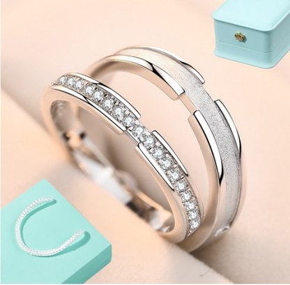 Couple Ring Set – Sterling Silver with Moissanite | His &amp; Hers Promise