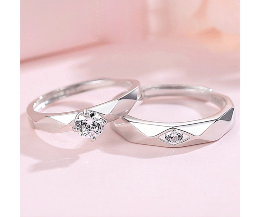 Couple Ring Set – 18K Gold Plated Adjustable CZ Rings