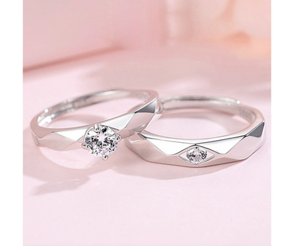 Couple Ring Set – 18K Gold Plated Adjustable CZ Rings