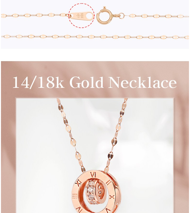 14K/18K Gold Roman Numeral Circle Diamond CZ Pendant Necklace | Juriette