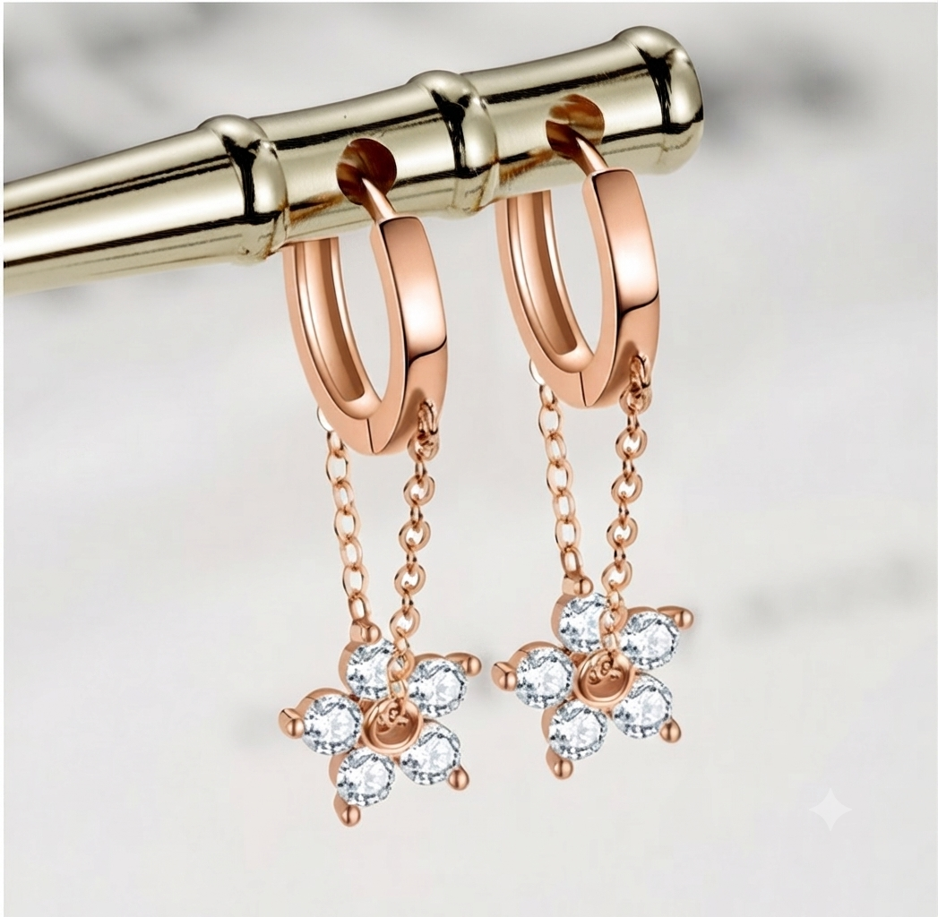LILY 14K Gold Plated One-Touch Flower Earrings — Women's Elegant Daily Jewelry