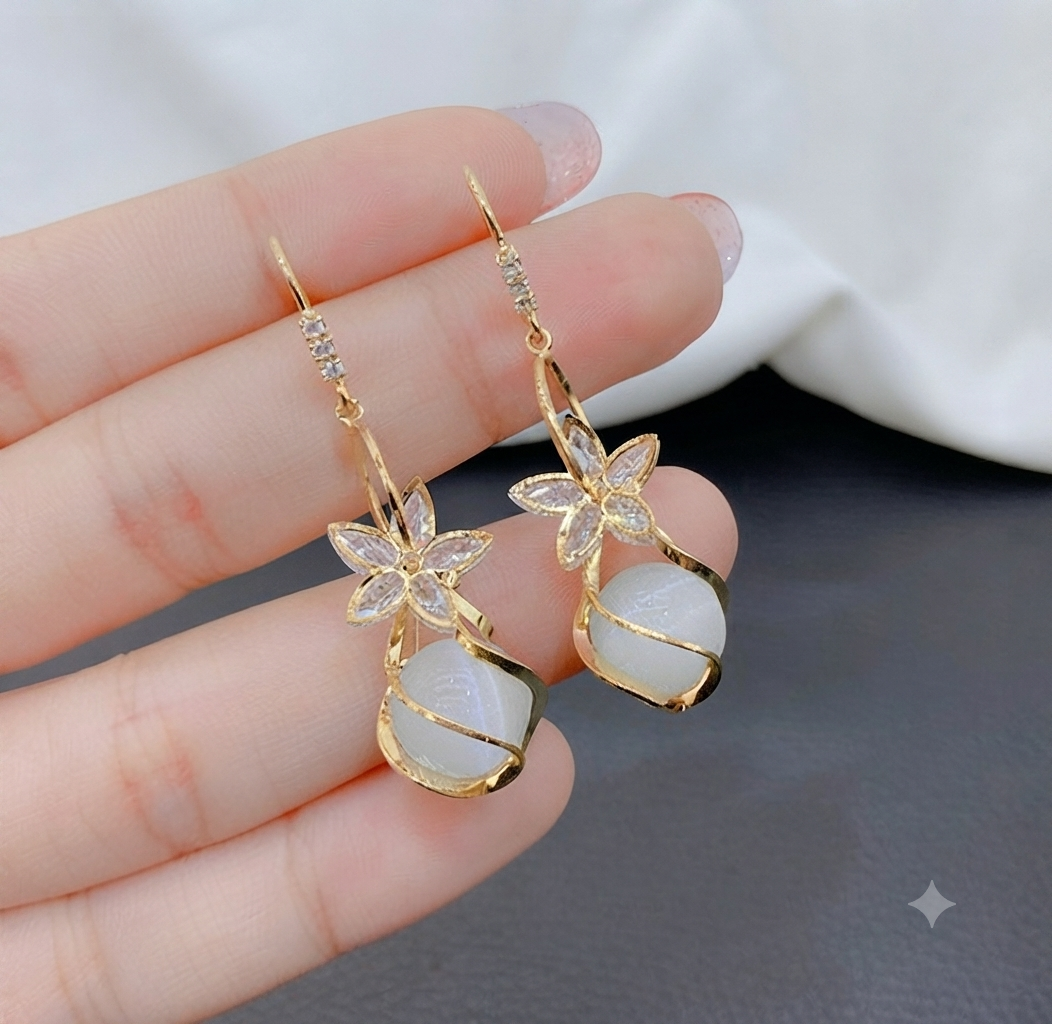 LILY 14K Gold Plated Cubic Drop Earrings — Sparkling Crystal | Women's Daily Jewelry
