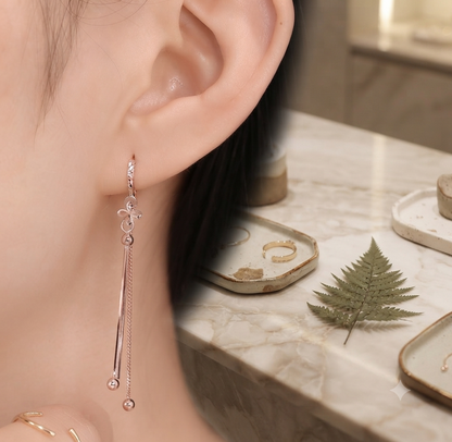 Long Drop Chain Earrings – 14K Gold Plated