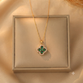 LILY 18K Gold Plated Clover Necklace — Lucky Zirconia Pendant | Gift for Her