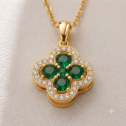 18K Gold Plated Clover Necklace — Lucky Zirconia Pendant