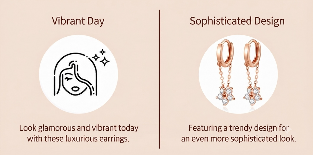 LILY 14K Gold Plated One-Touch Flower Earrings — Women's Elegant Daily Jewelry