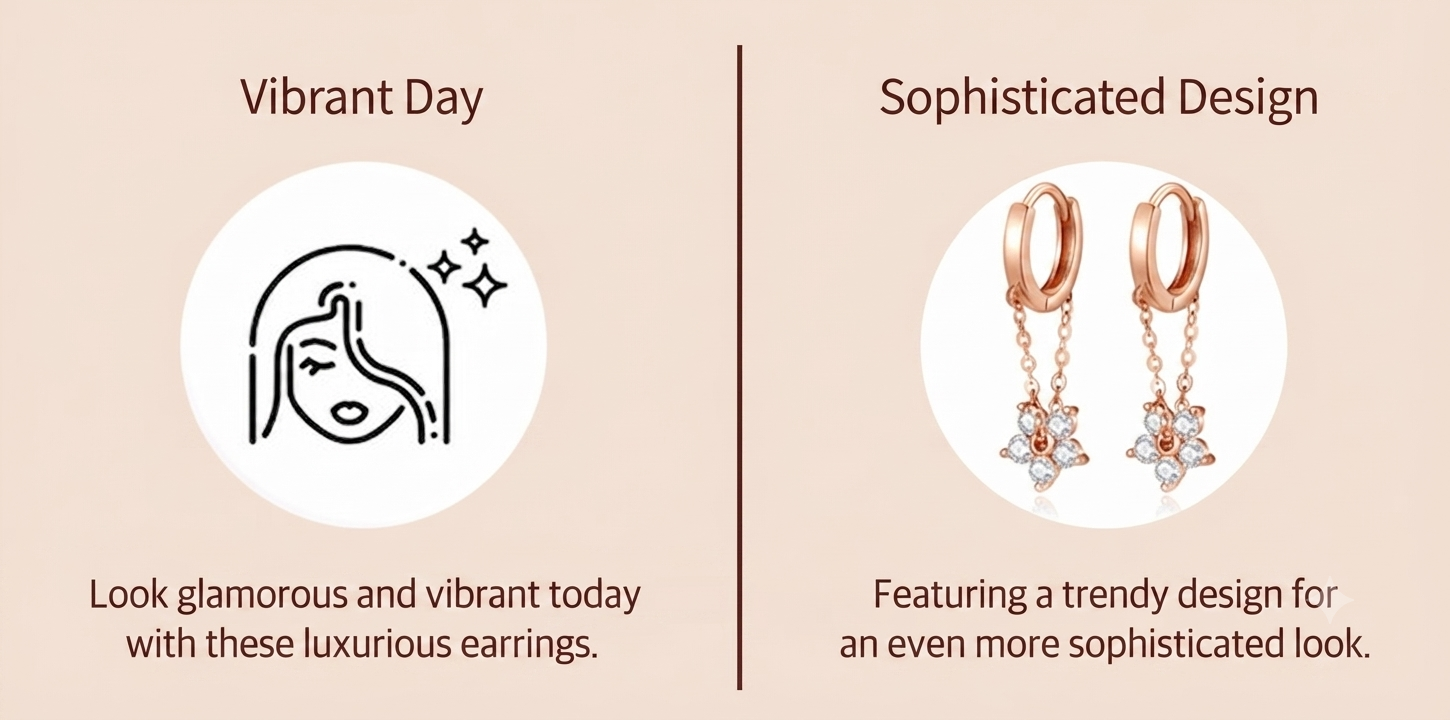 LILY 14K Gold Plated One-Touch Flower Earrings — Women's Elegant Daily Jewelry