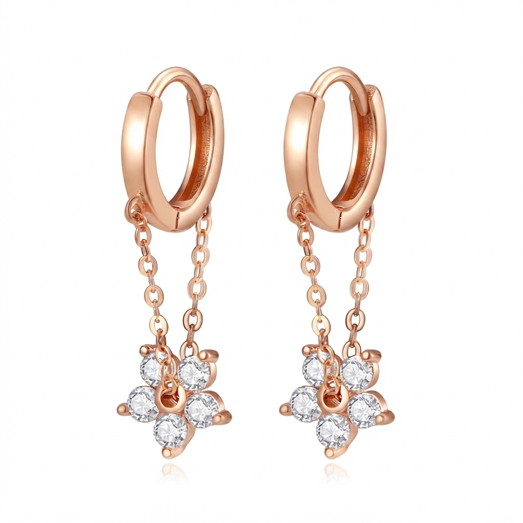 LILY 14K Gold Plated One-Touch Flower Earrings — Women's Elegant Daily Jewelry