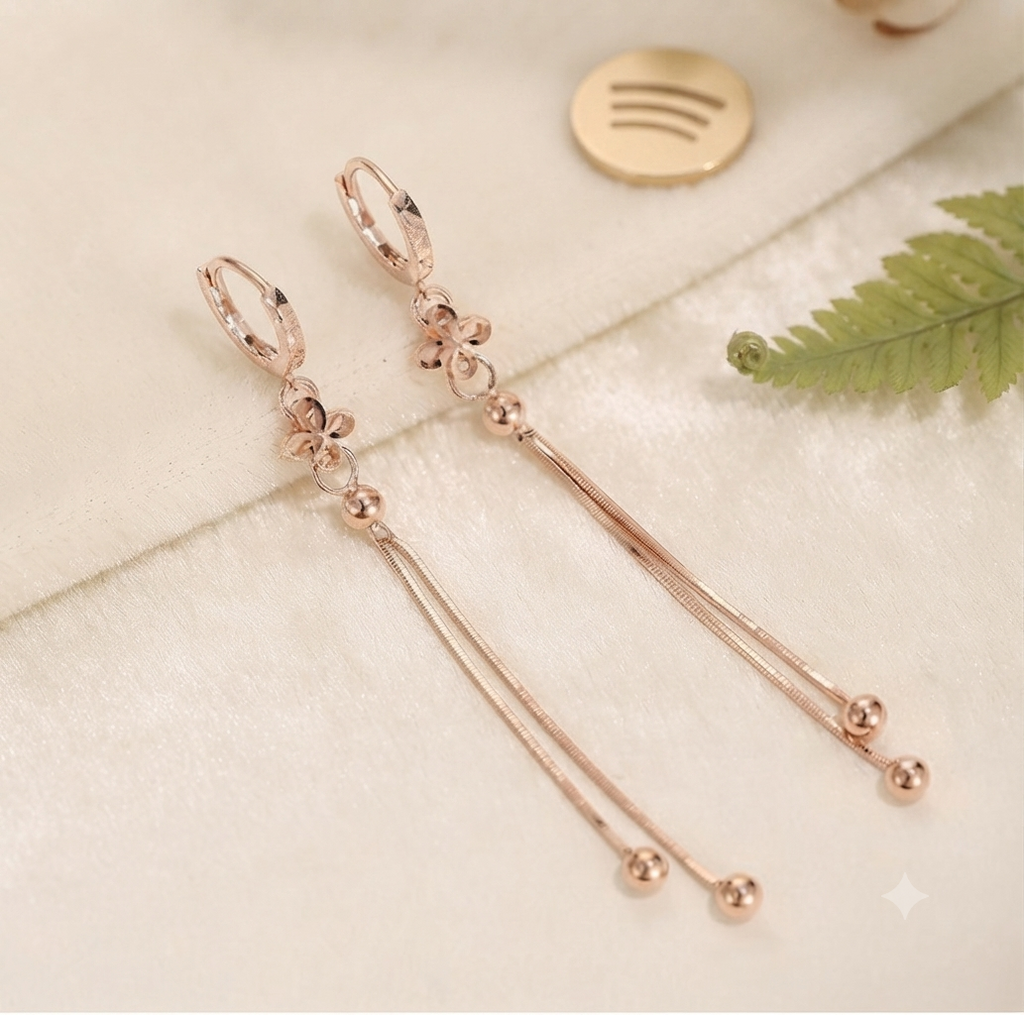 LILY 14K Gold Plated Long Drop Chain Earrings — Women's Daily Jewelry
