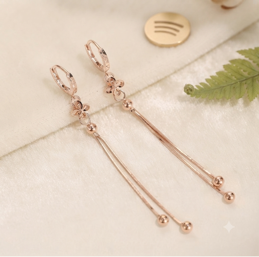 LILY 14K Gold Plated Long Drop Chain Earrings — Women's Daily Jewelry