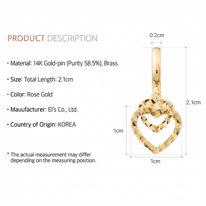 Cutting Heart Ring Earrings – 14K Gold Plated