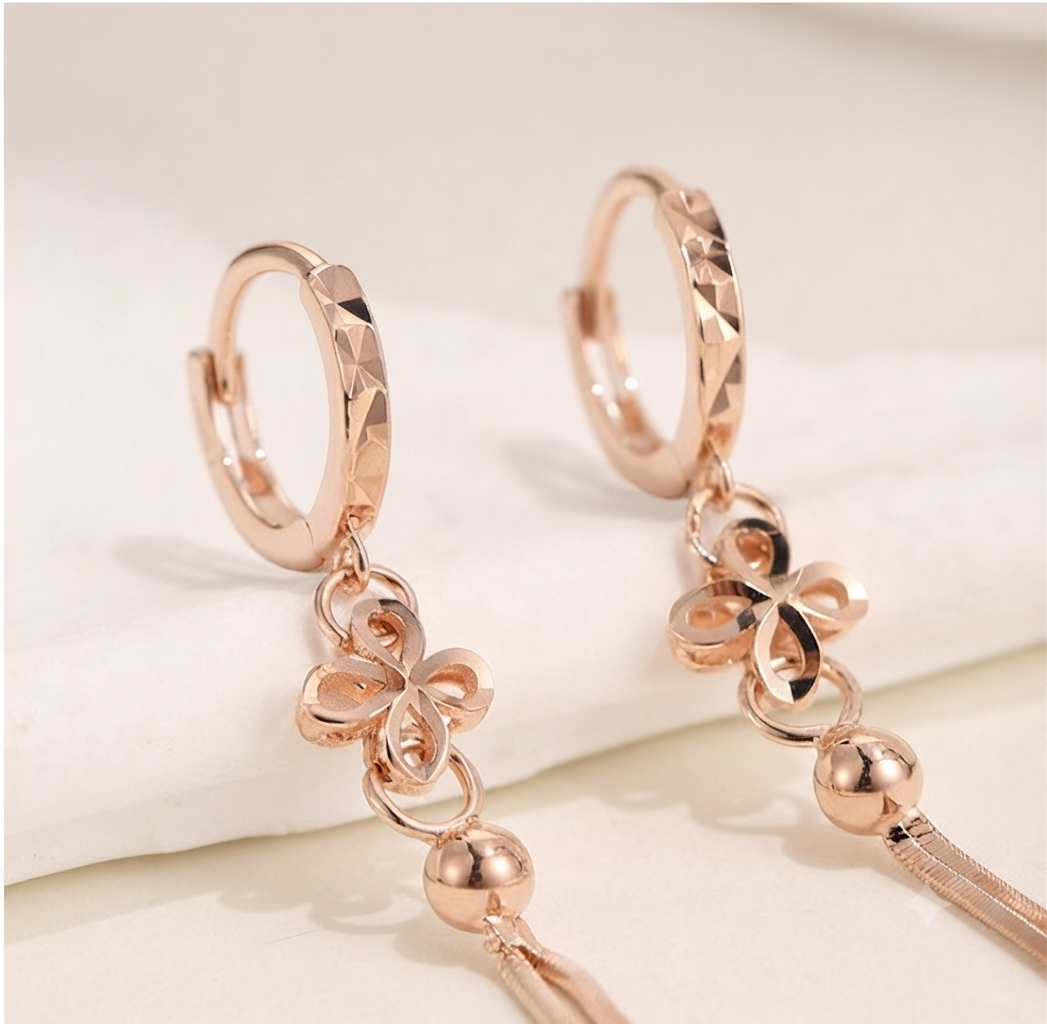 LILY 14K Gold Plated Long Drop Chain Earrings — Women's Daily Jewelry