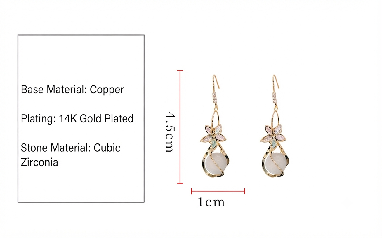 LILY 14K Gold Plated Cubic Drop Earrings — Sparkling Crystal | Women's Daily Jewelry