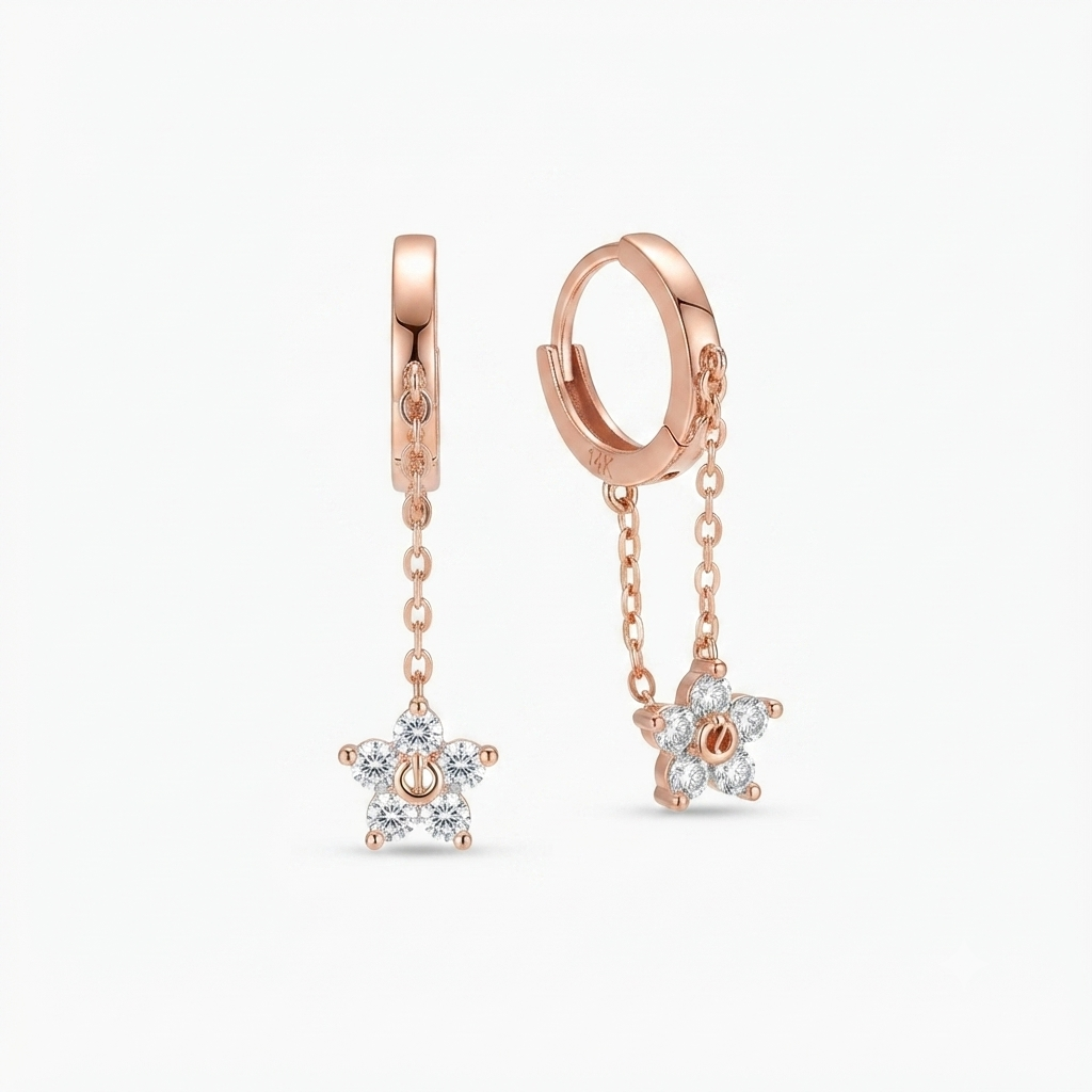 LILY 14K Gold Plated One-Touch Flower Earrings — Women's Elegant Daily Jewelry