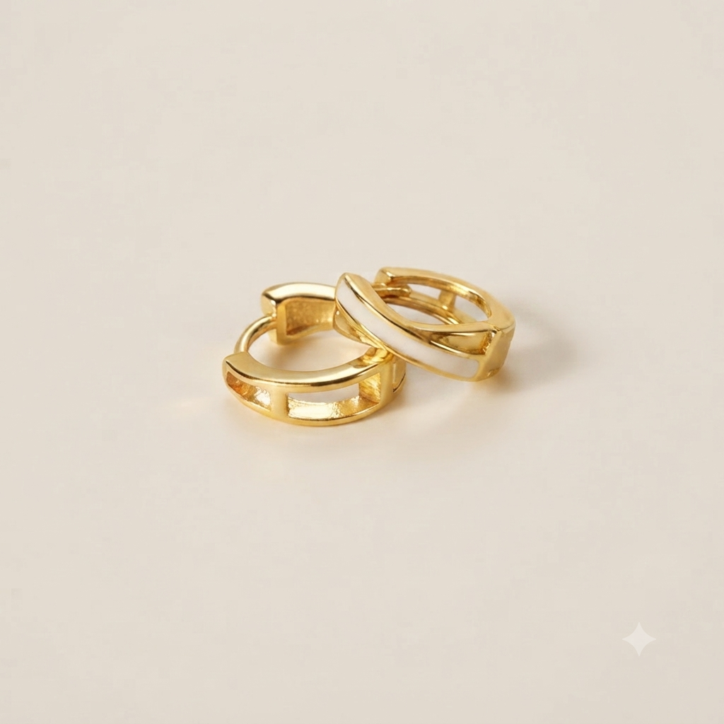 LILY 14K Gold Filled Natural Mother of Pearl Rose Gold One-Touch Ring Earrings — Premium Daily Jewelry