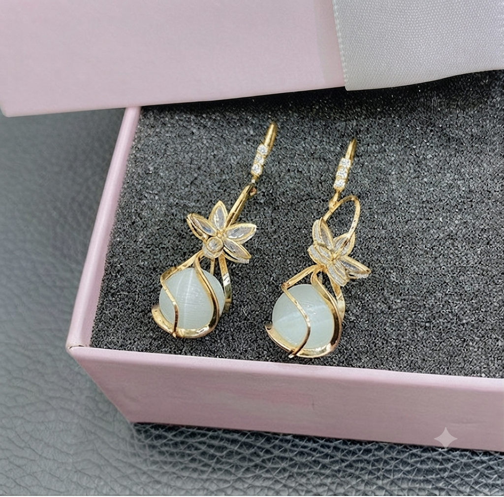 LILY 14K Gold Plated Cubic Drop Earrings — Sparkling Crystal | Women's Daily Jewelry
