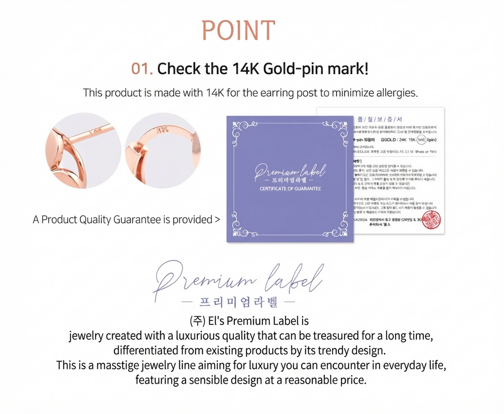 LILY 14K Gold Plated Cutting Heart Ring One-Touch Drop Earrings — With Gift Case
