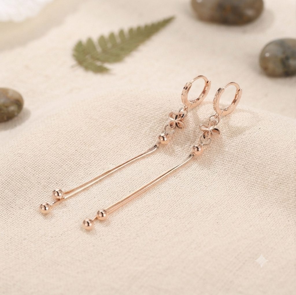LILY 14K Gold Plated Long Drop Chain Earrings — Women's Daily Jewelry