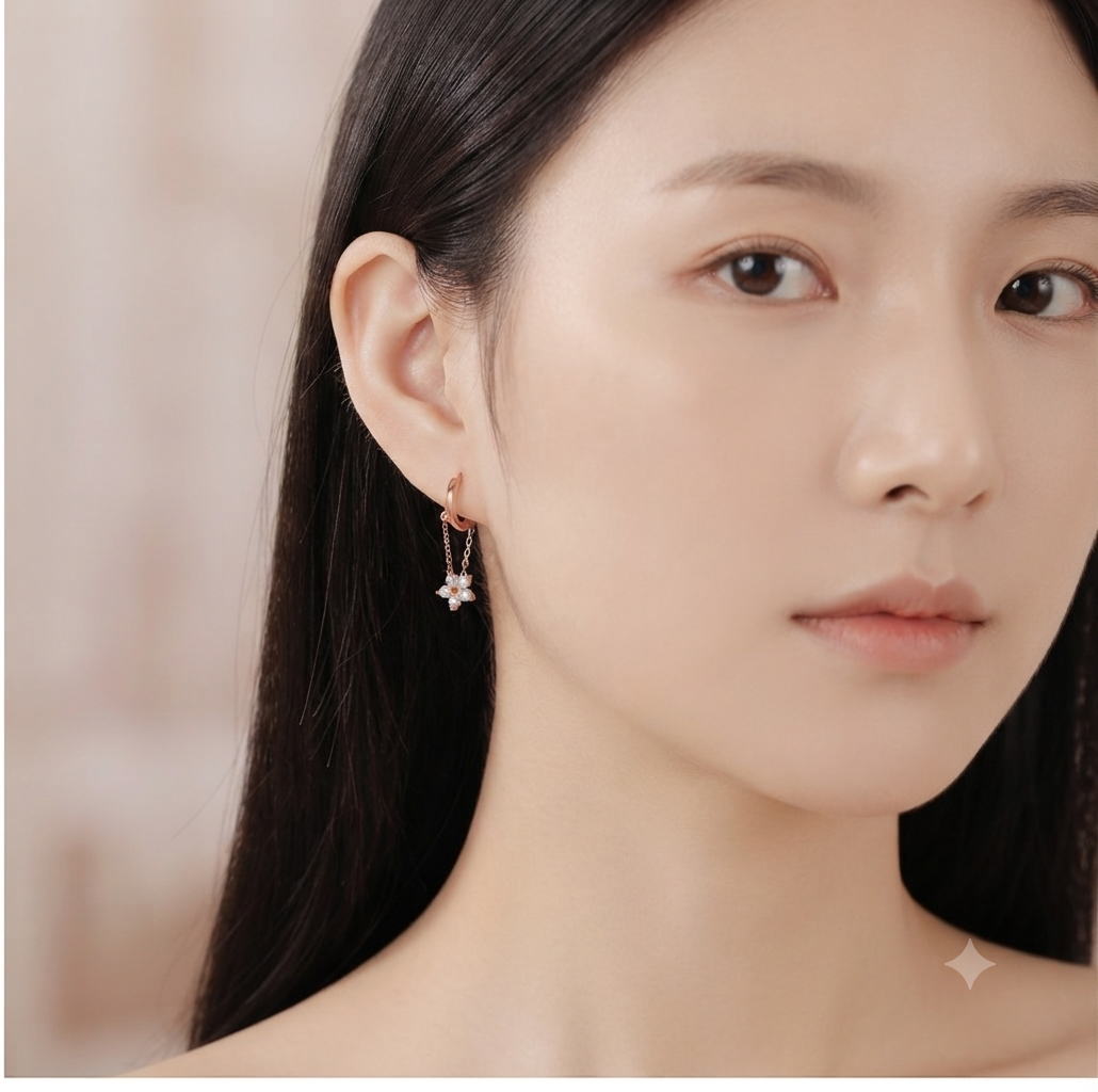 LILY 14K Gold Plated One-Touch Flower Earrings — Women's Elegant Daily Jewelry