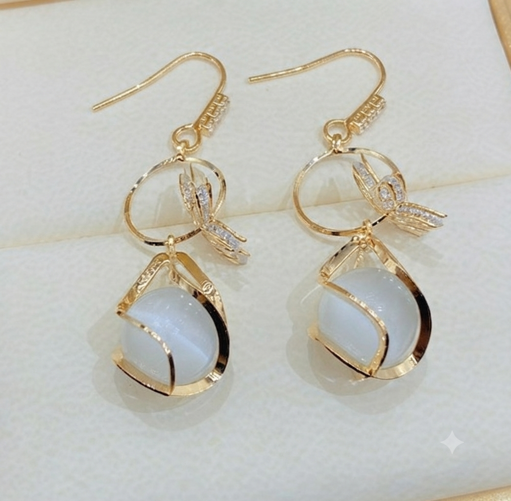 LILY 14K Gold Plated Cubic Drop Earrings — Sparkling Crystal | Women's Daily Jewelry