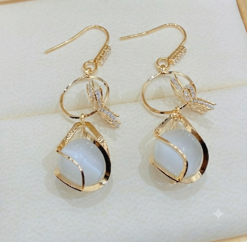 LILY 14K Gold Plated Cubic Drop Earrings — Sparkling Crystal | Women's Daily Jewelry
