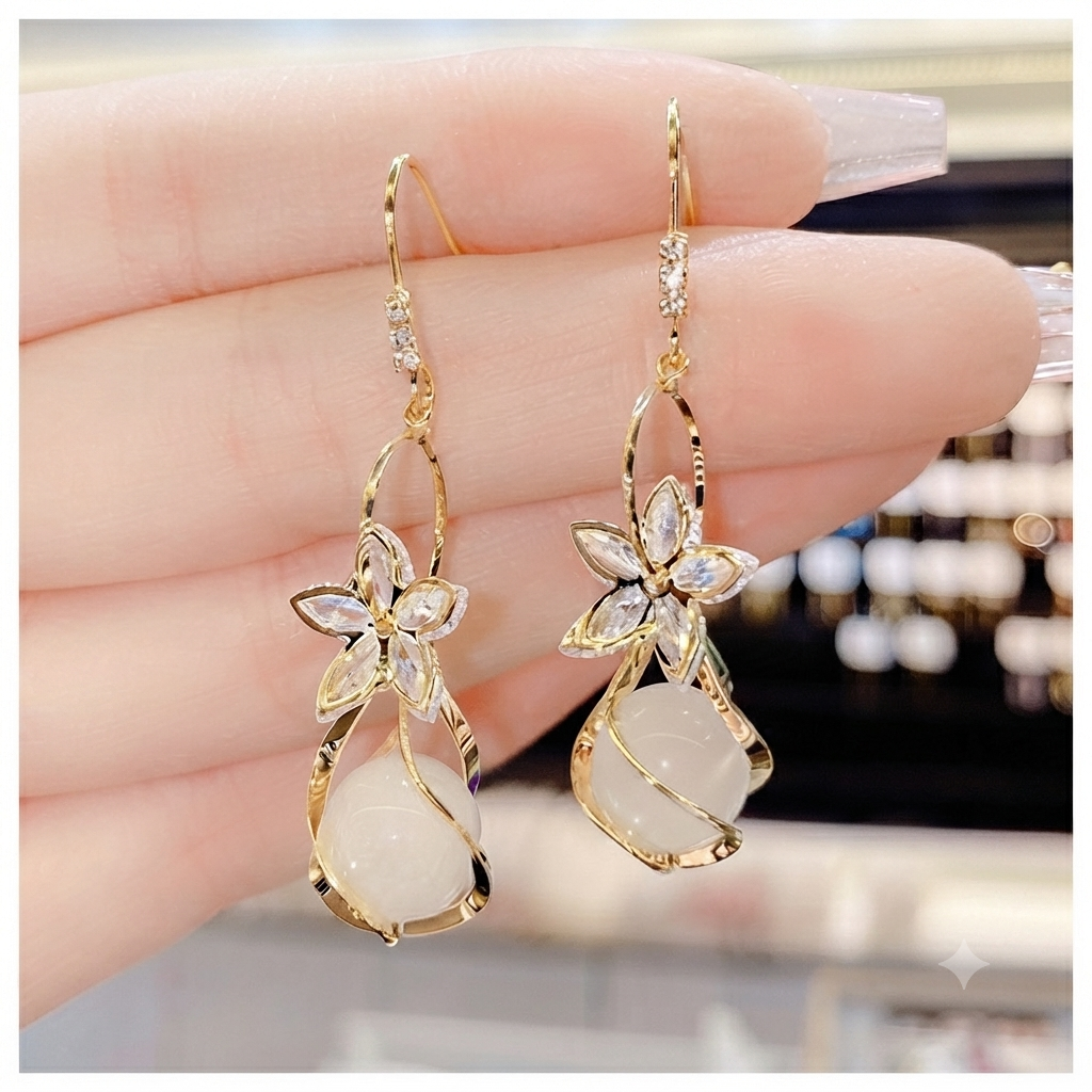LILY 14K Gold Plated Cubic Drop Earrings — Sparkling Crystal | Women's Daily Jewelry