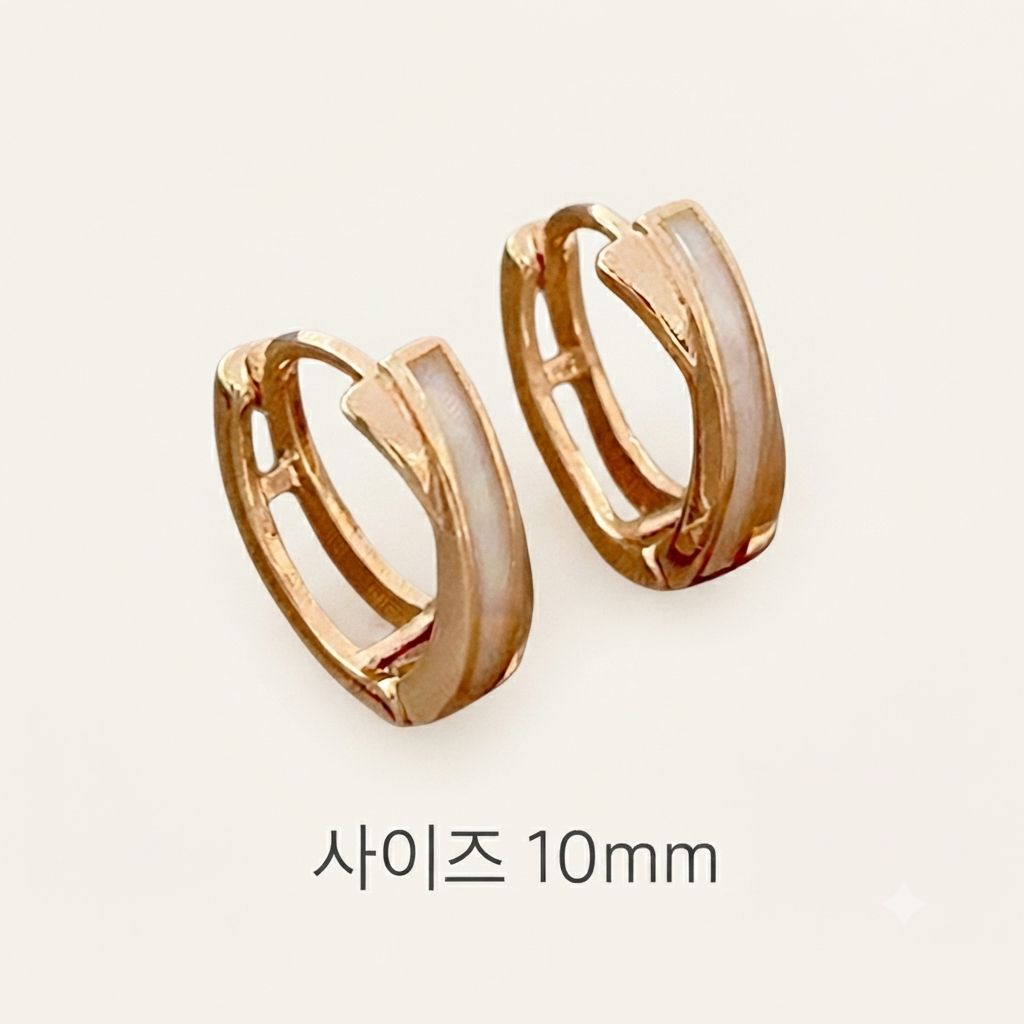 LILY 14K Gold Filled Natural Mother of Pearl Rose Gold One-Touch Ring Earrings — Premium Daily Jewelry