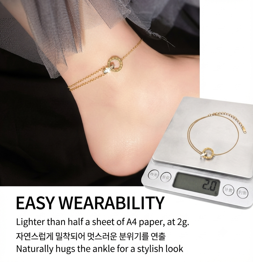 LILY 18K Gold Plated Four Leaf Clover Anklet — 1+1 Set Women's Layered Jewelry