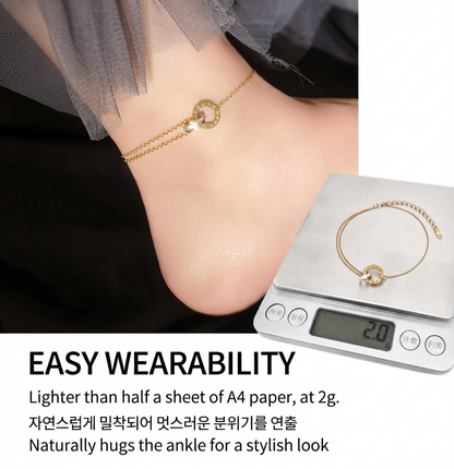 18K Gold Plated Four Leaf Clover Anklet Set — 1+1
