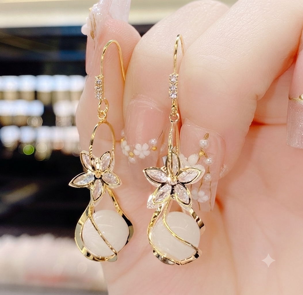 LILY 14K Gold Plated Cubic Drop Earrings — Sparkling Crystal | Women's Daily Jewelry